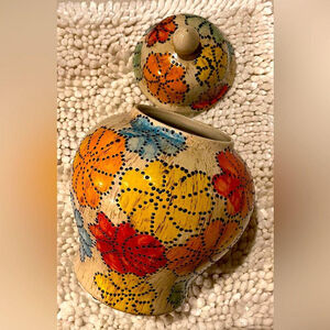 Beautiful Floral Ceramic Jar with Lid